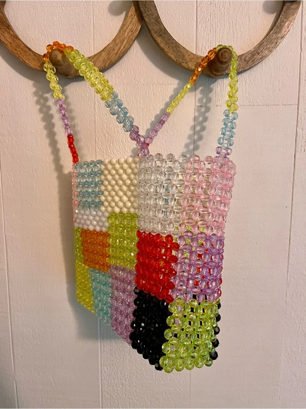 Handmade Rainbow Beaded Tote Bag - Multicolor - Picture 4 of 5